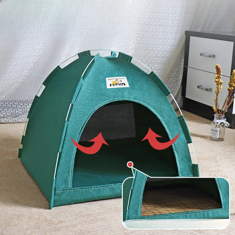 Foldable Cat House Pet Tent Four Seasons Universal Cat and Dog Pet Nest Summer Cool Mat Outdoor Portable Foldable Breathable Brinira