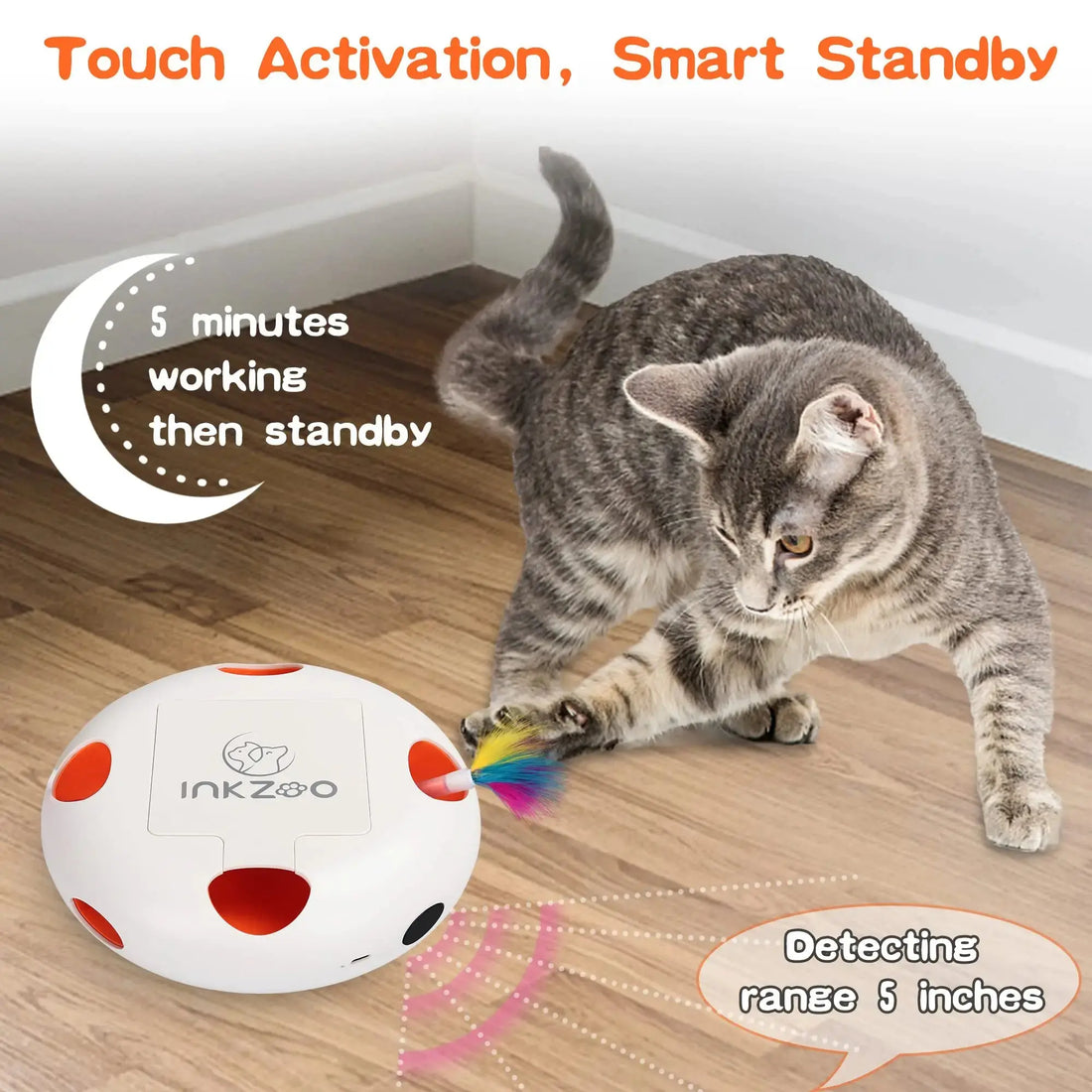 INKZOO Cat Toys, Interactive Cat Toys for Indoor Cats,  Smart Interactive Kitten Toy, Automatic 7 Holes Mice Whack-A-Mole Brinira