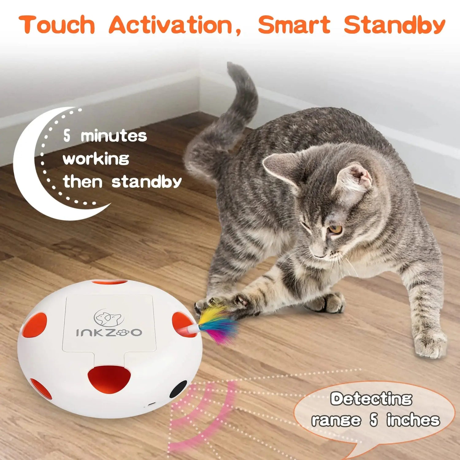 INKZOO Cat Toys, Interactive Cat Toys for Indoor Cats,  Smart Interactive Kitten Toy, Automatic 7 Holes Mice Whack-A-Mole Brinira