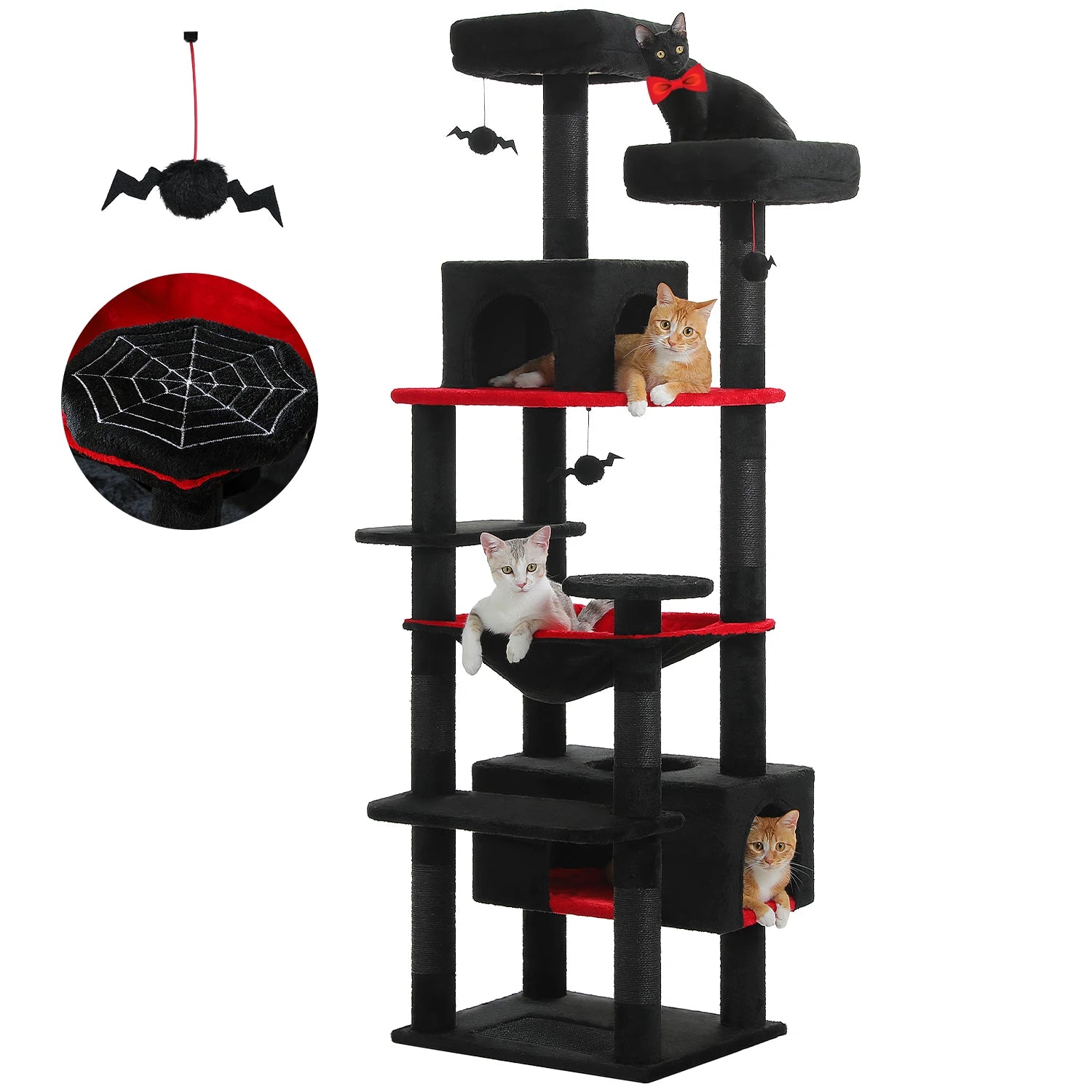 Large Cat Tree and Tower for Indoor Cats With Sisal-Covered Scratching Posts Spacious Hammock Padded Perches and Condos Cat Toys Brinira