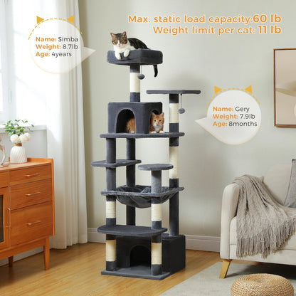 Large Cat Tree and Tower for Indoor Cats With Sisal-Covered Scratching Posts Spacious Hammock Padded Perches and Condos Cat Toys Brinira