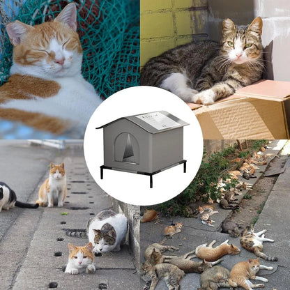 Stray Cat Houses with Mat Waterproof Winter Warm Shelter Foldable Pet Cave Nest Sleeping Beds for Outdoor Cats Small Dog Puppies Brinira