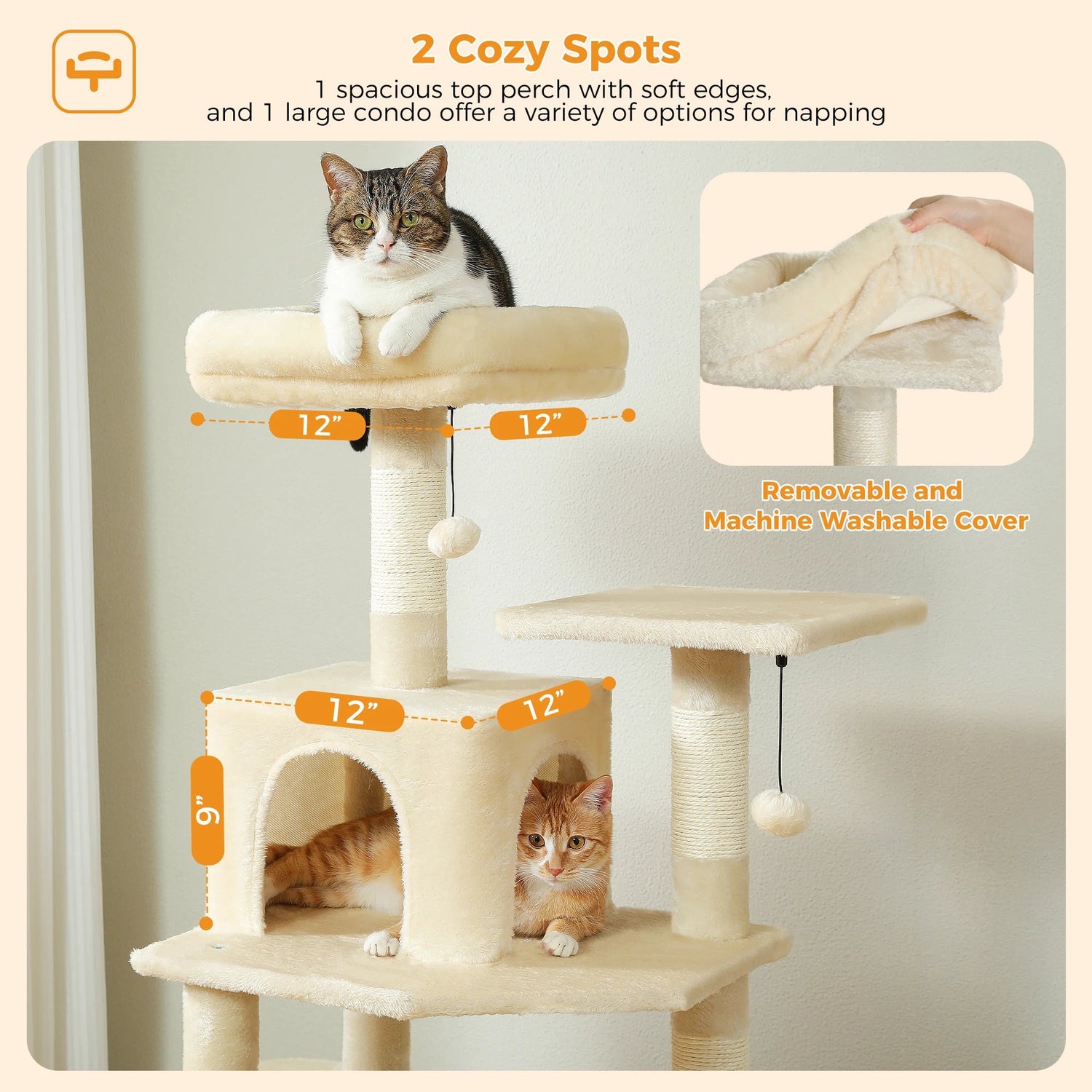 Large Cat Tree and Tower for Indoor Cats With Sisal-Covered Scratching Posts Spacious Hammock Padded Perches and Condos Cat Toys Brinira