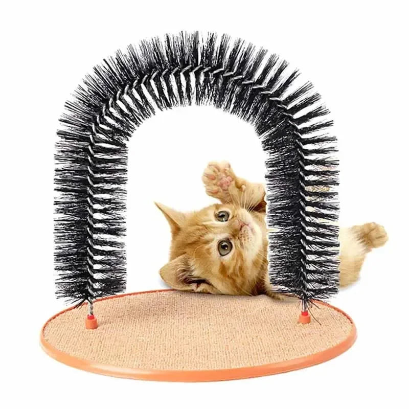 Cat Toy Arch Self Groome Pamper Feline with A Massage Grooming Rubbing Brush with Scratching Pad Toy for Cats Interactive Toys Brinira