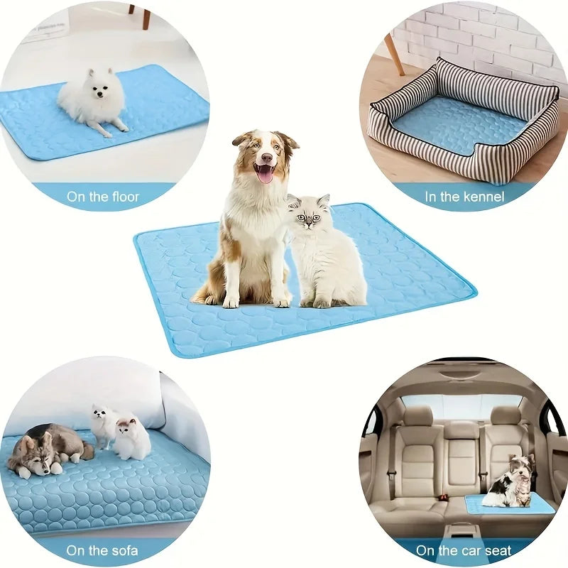 Summer Pet Ice Mat Cat Cooling Ice Mat Dog Pad Breathable Cat Cool Mat Portable &amp; Washable Pet Cooling Blanket For Kennel/Sofa/B Brinira