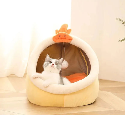 Deep Sleep Cat Bed Cartoon Pet Bed Foldable Removable Washable Pet Sleeping Bed for Small Dog Mat Bag Cave Cats Bed Brinira