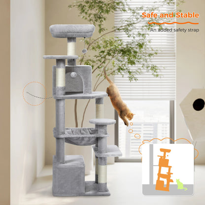 Large Cat Tree and Tower for Indoor Cats With Sisal-Covered Scratching Posts Spacious Hammock Padded Perches and Condos Cat Toys Brinira