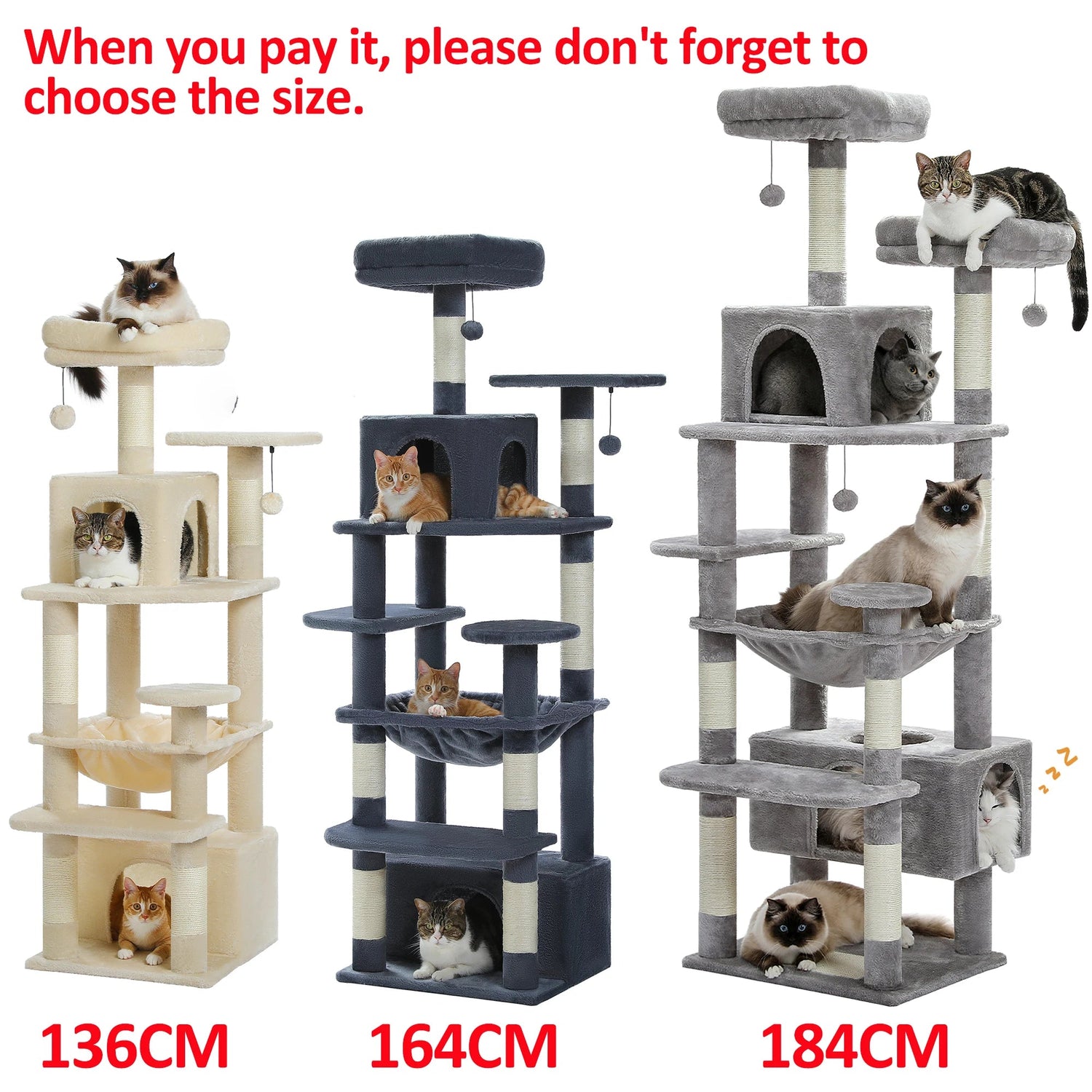 Large Cat Tree and Tower for Indoor Cats With Sisal-Covered Scratching Posts Spacious Hammock Padded Perches and Condos Cat Toys Brinira