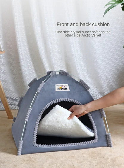 Foldable Cat House Pet Tent Four Seasons Universal Cat and Dog Pet Nest Summer Cool Mat Outdoor Portable Foldable Breathable Brinira