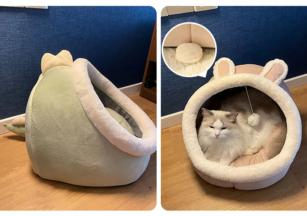 Deep Sleep Cat Bed Cartoon Pet Bed Foldable Removable Washable Pet Sleeping Bed for Small Dog Mat Bag Cave Cats Bed Brinira