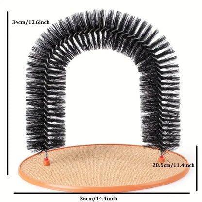 Cat Toy Arch Self Groome Pamper Feline with A Massage Grooming Rubbing Brush with Scratching Pad Toy for Cats Interactive Toys Brinira