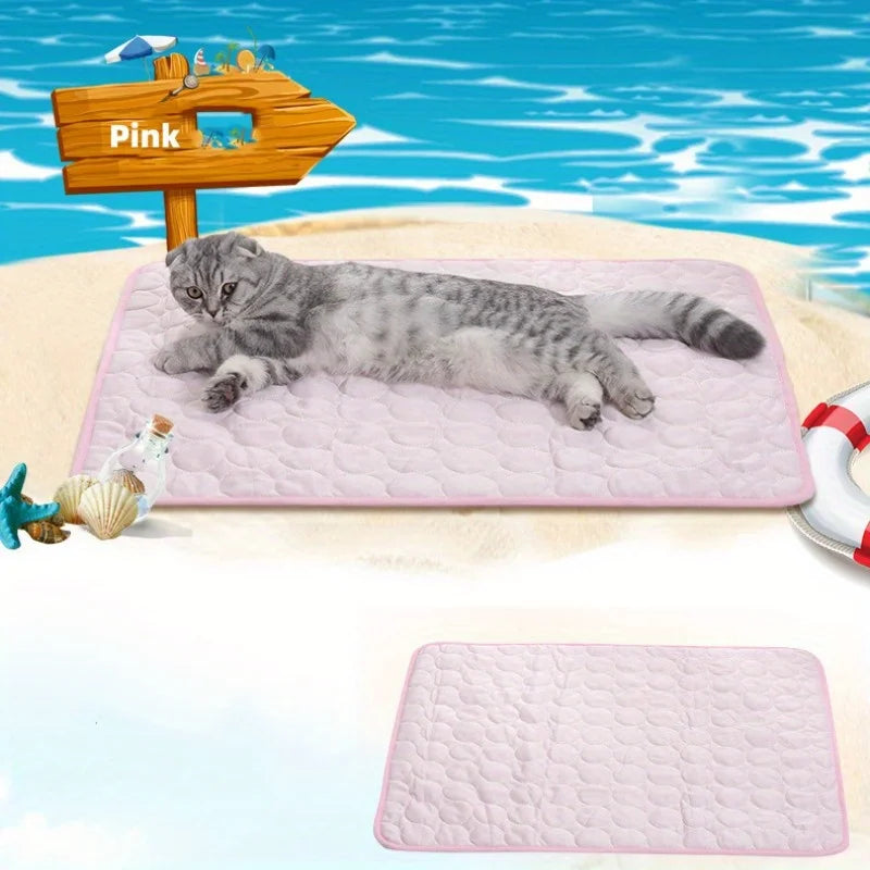 Summer Pet Ice Mat Cat Cooling Ice Mat Dog Pad Breathable Cat Cool Mat Portable &amp; Washable Pet Cooling Blanket For Kennel/Sofa/B Brinira
