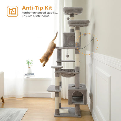 Large Cat Tree and Tower for Indoor Cats With Sisal-Covered Scratching Posts Spacious Hammock Padded Perches and Condos Cat Toys Brinira