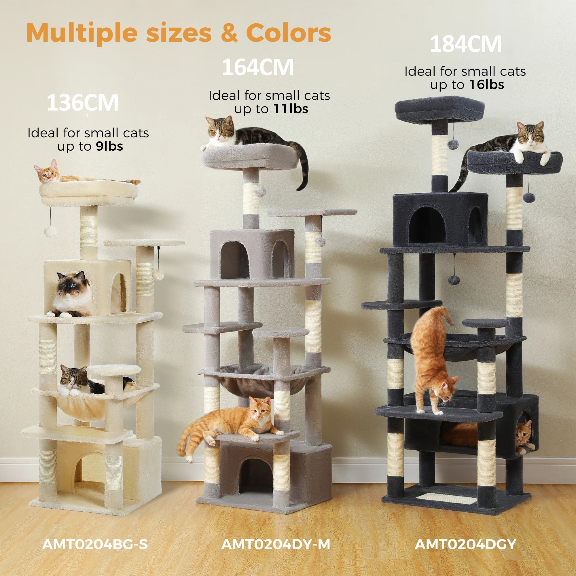 Large Cat Tree and Tower for Indoor Cats With Sisal-Covered Scratching Posts Spacious Hammock Padded Perches and Condos Cat Toys Brinira