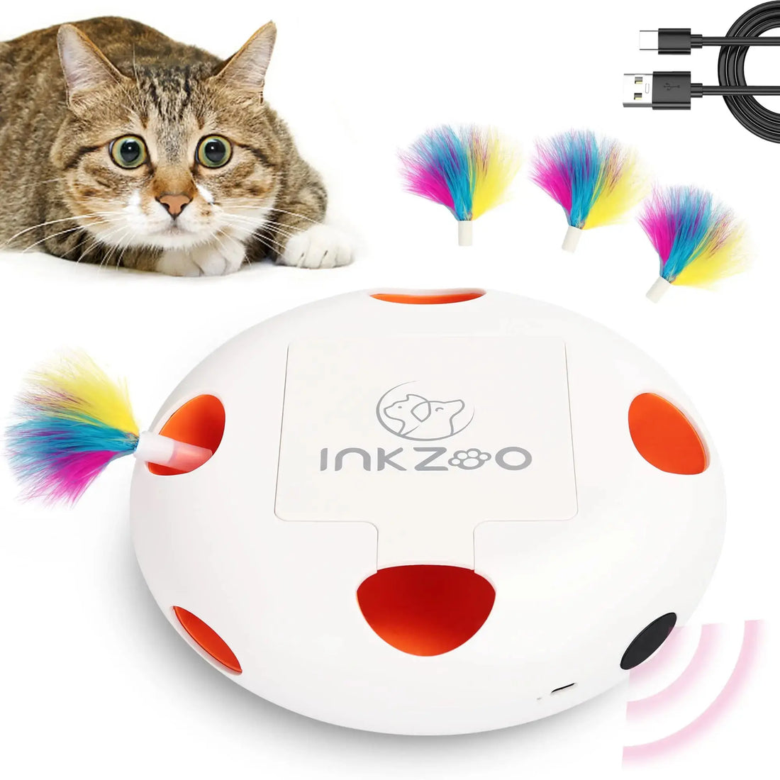 INKZOO Cat Toys, Interactive Cat Toys for Indoor Cats,  Smart Interactive Kitten Toy, Automatic 7 Holes Mice Whack-A-Mole Brinira