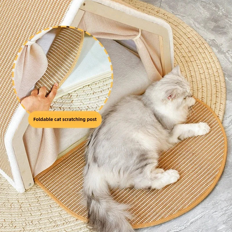 Cat nest Winter warm cat villa Cat house shell semi-enclosed sleeping bag cat scratching board does not drop scraps sisal cat te Brinira