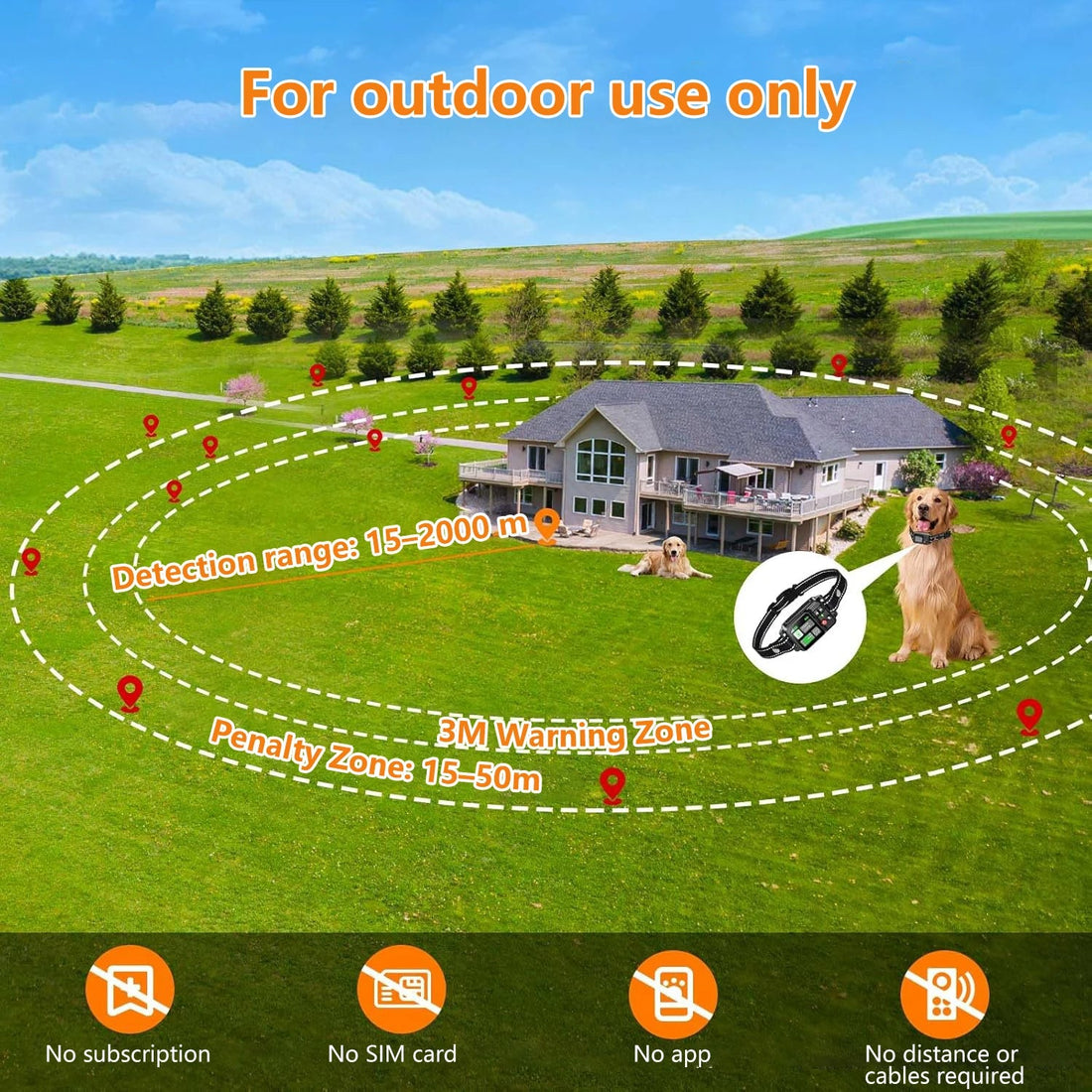 GPS Wireless Dog Fencing System - Electric dog fencing with GPS Electric Satellite Technology, Pet Fencing System Range 15~2000m Brinira