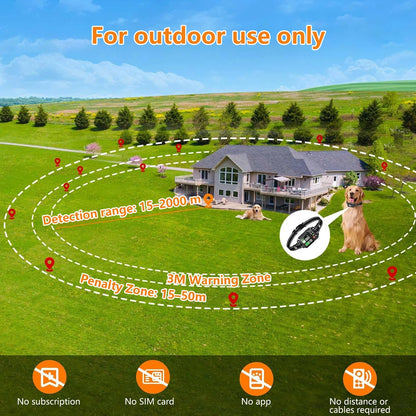 GPS Wireless Dog Fencing System - Electric dog fencing with GPS Electric Satellite Technology, Pet Fencing System Range 15~2000m Brinira