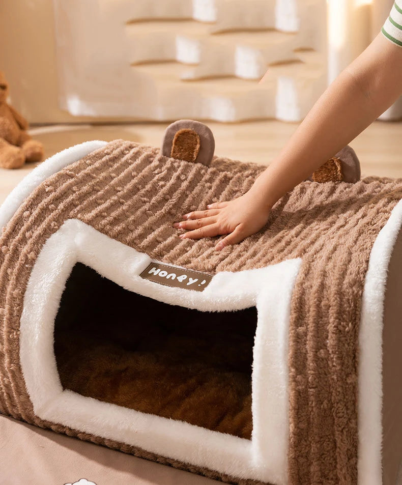 winter Dog Kennel Warm Dog House Mat Detachable Washable Dogs Bed Nest Deep Sleep Tent for Medium Large Dogs House dog Supplies Brinira