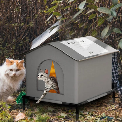 Stray Cat Houses with Mat Waterproof Winter Warm Shelter Foldable Pet Cave Nest Sleeping Beds for Outdoor Cats Small Dog Puppies Brinira