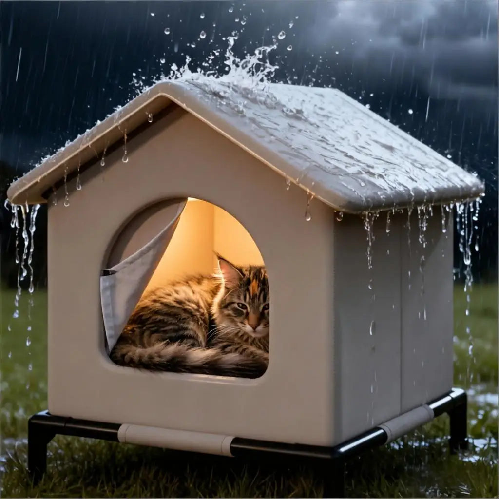 Stray Cat Houses with Mat Waterproof Winter Warm Shelter Foldable Pet Cave Nest Sleeping Beds for Outdoor Cats Small Dog Puppies Brinira